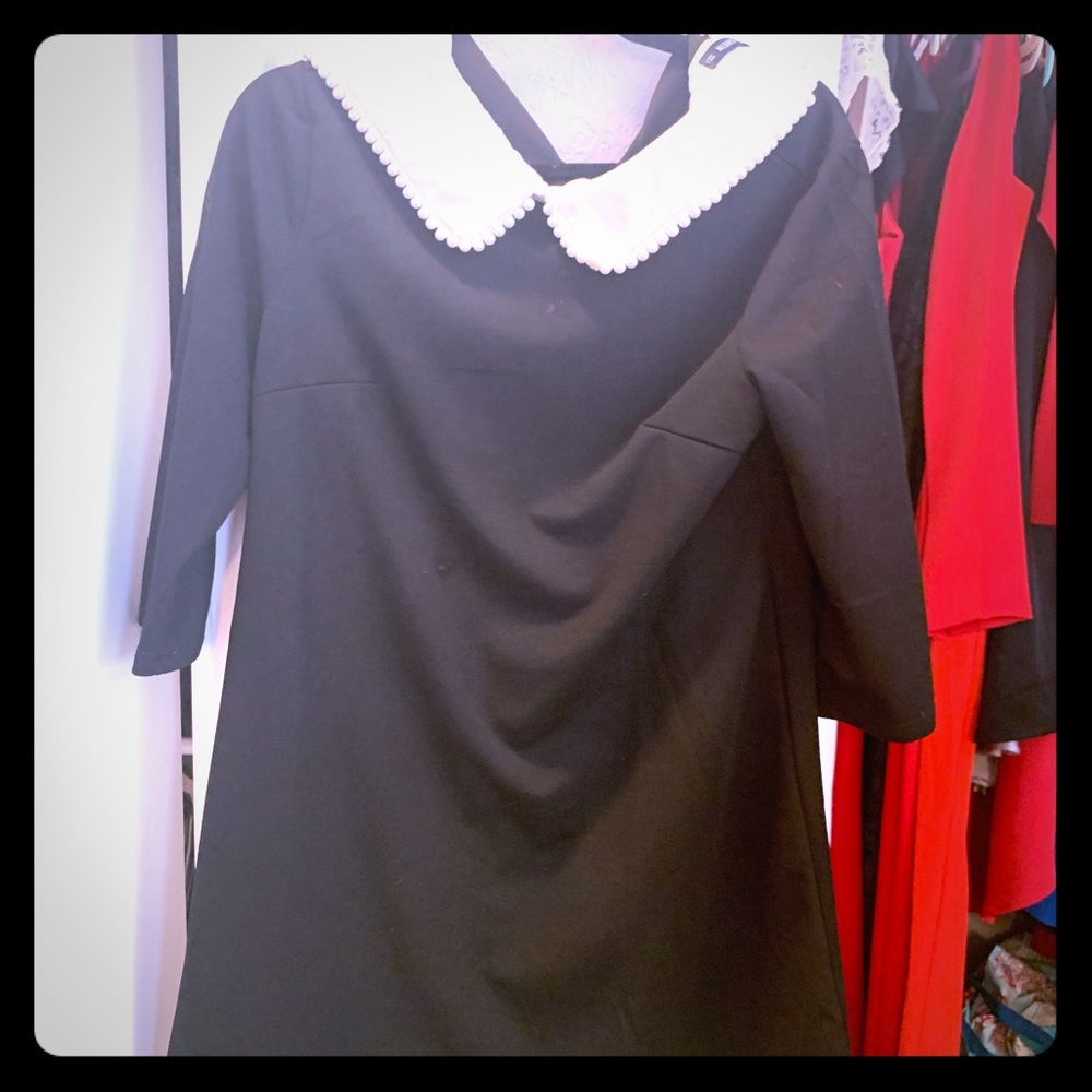 SHEIN black dress with pearl embellishments